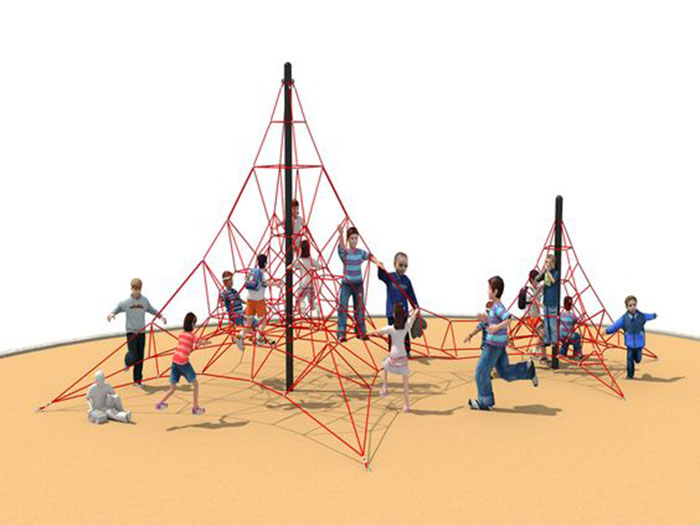 Bộ leo dây vận động nhện hình tháp đôi cho sân chơi trẻ em
