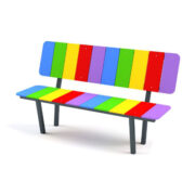 Ghế băng công viên có tựa nan nhựa 7 sắc màu lạ mắt